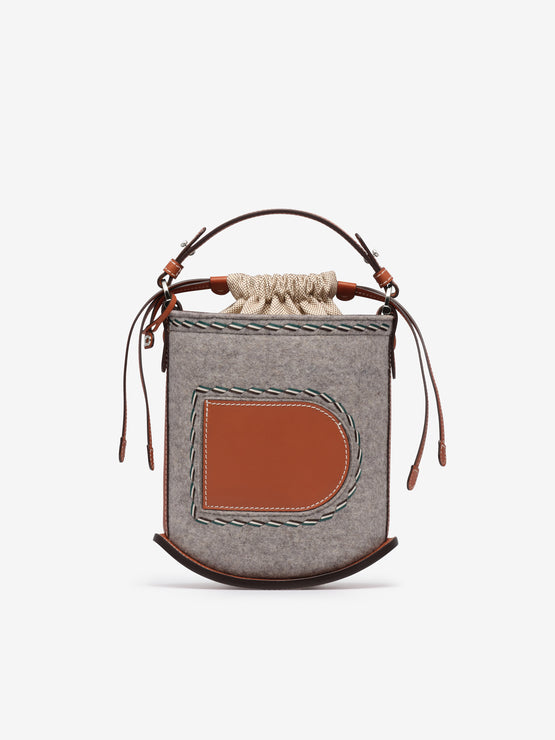 (Pin)_Pin Mini Bucket Felt Sierra Calf Brandy - Heather Grey