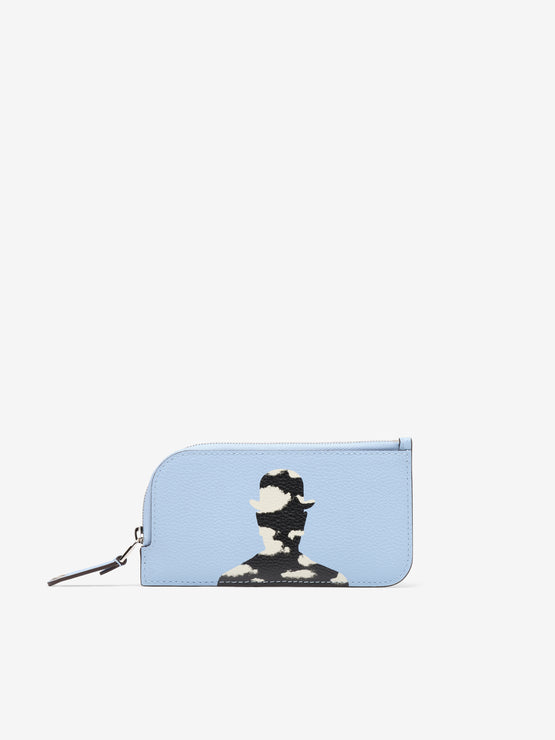 Zipped Card Holder L'Homme Jumping Calf Azure - Ivory