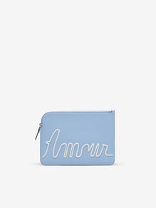 Magritte A5 Pouch L'Amour Jumping Calf Azure - Ivory